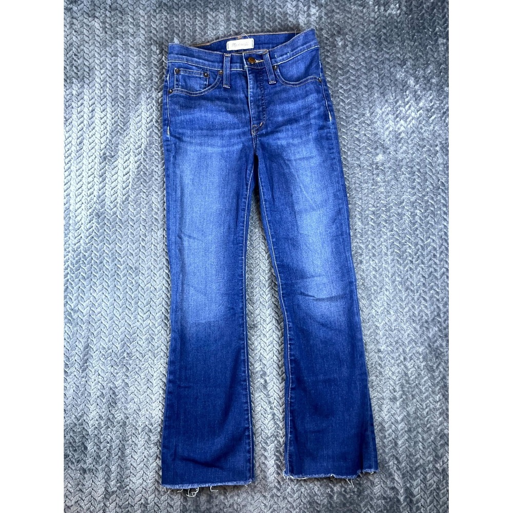 Madewell Cali Demi-Bootcut Jeans Womens 24 Blue Denim Medium Washed Frayed hem